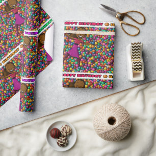 "Mädchen umgebenes alles- Gute zum Geburtstag" Geschenkpapier