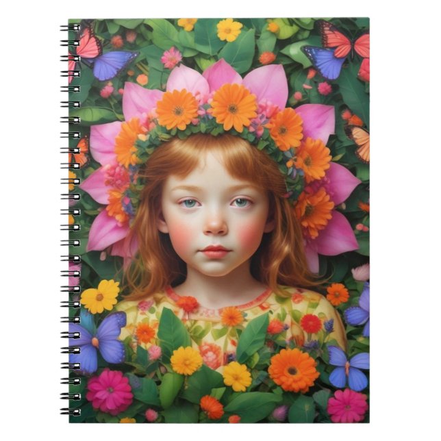 Mädchen und Blume-Notebook Notizblock (Vorderseite)
