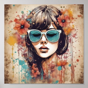 Mädchen und Blume Poster