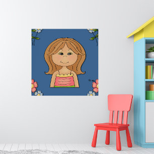 Mädchen und Blume Poster