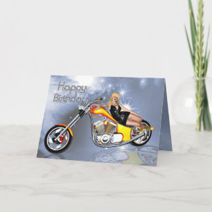 Mädchen und Chopper Geburtstagskarte Karte