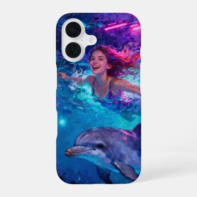 Mädchen und Delfin iPhone 16 Hülle (Rückseite)