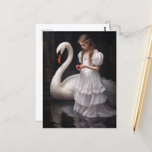 Mädchen und der Schwan Postkarte