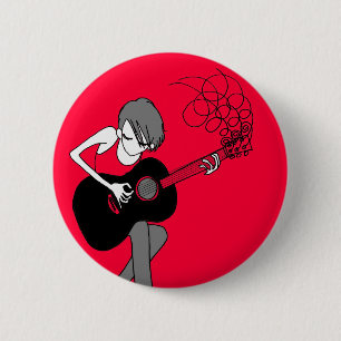 Mädchen und ein Gitarren-Knopf (BU24) Button