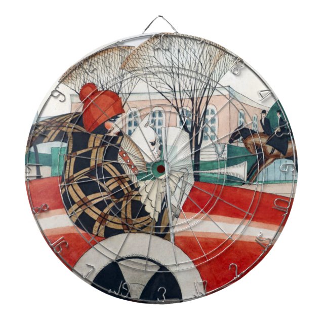 Mädchen und ein Mops Hund in einem roten Auto Dartscheibe (vorne)