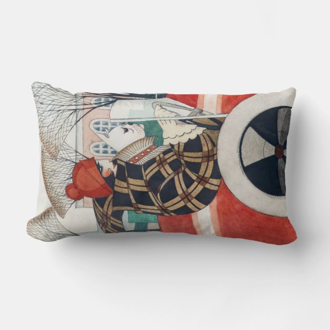 Mädchen und ein Mops Hund in einem roten Auto Lendenkissen (Vorderseite)