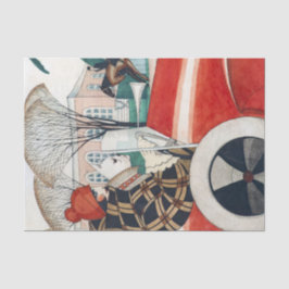 Mädchen und ein Mops Hund in einem roten Auto Seidenpapier