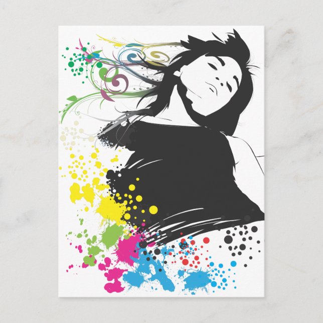 Mädchen und Farben Postkarte (Vorderseite)
