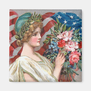 Mädchen und Flag_002 Magnet