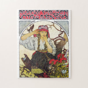 Mädchen und Geranie, Mucha Puzzle