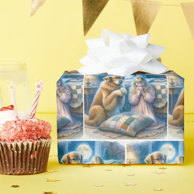 Mädchen und Golden Retriever Gebet Geschenkpapier (Geburtstagsparty)