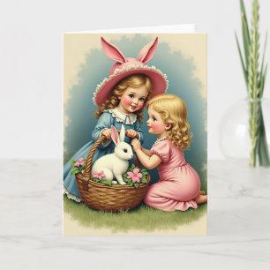 Mädchen und Hase beste Freunde Karte