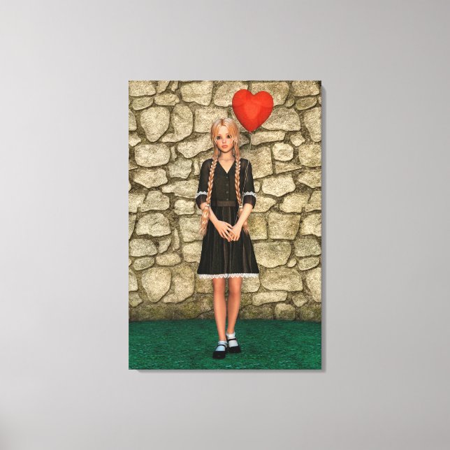 Mädchen und Herz Leinwanddruck (Vorderseite)