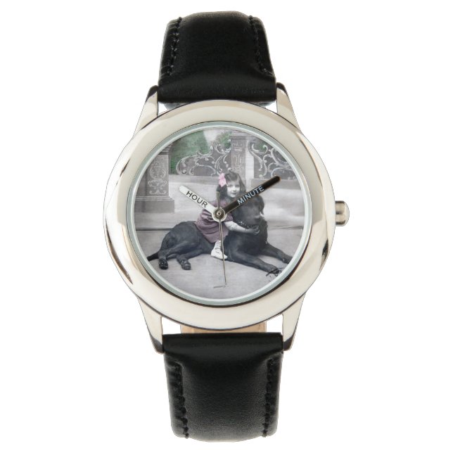 Mädchen und ihr Hund Armbanduhr (Vorderseite)