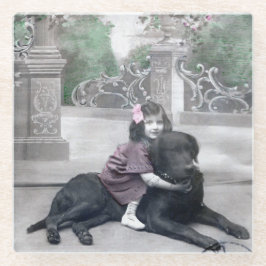 Mädchen und ihr Hund Glasuntersetzer