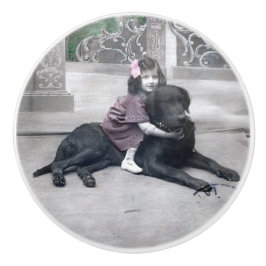 Mädchen und ihr Hund Keramikknauf