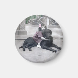 Mädchen und ihr Hund Magnet