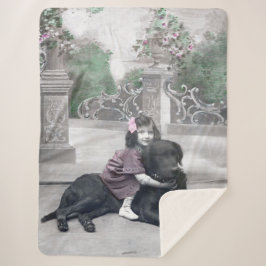 Mädchen und ihr Hund Sherpadecke