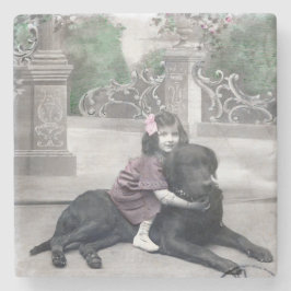 Mädchen und ihr Hund Steinuntersetzer