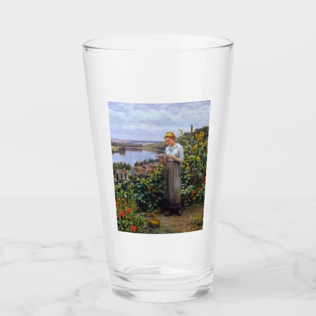 Mädchen und ihre Dove (junge Frau und Vogel) Glas (Vorderseite)