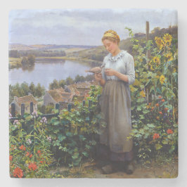 Mädchen und ihre Dove (junge Frau und Vogel) Steinuntersetzer