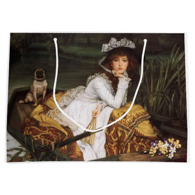 Mädchen und ihre Mops-Geschenktasche Große Geschenktüte (Vorderseite)