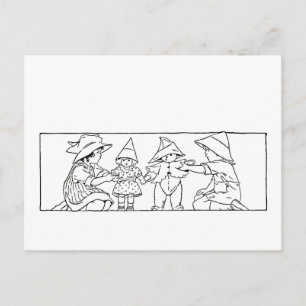Mädchen und Junge mit Puppe und Teddybär Vintage-K Postkarte