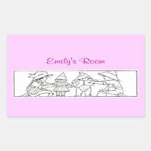 Mädchen und Junge mit Vintager Spielzeugkunst Rechteckiger Aufkleber