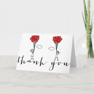 Mädchen und Jungen Herz Luftballons Doodles Danke 