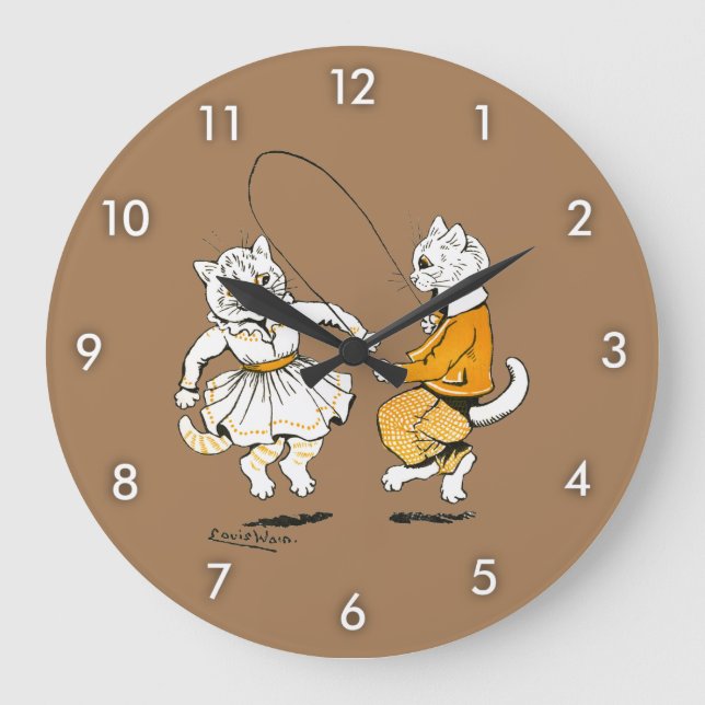 Mädchen und Jungen, Louis Wain Große Wanduhr (Vorderseite)