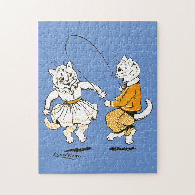 Mädchen und Jungen, Louis Wain Puzzle (Vertikal)