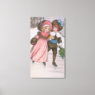 Mädchen-und Jungen-Skaten Leinwanddruck