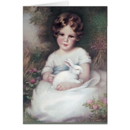 Mädchen und Kaninchen, Vintage Kunst