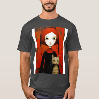 Mädchen und Katze 7 T-Shirt