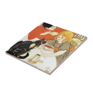 Mädchen und Katze, Alexandre Steinlen Fliese