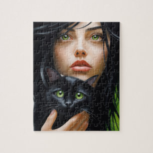MÄDCHEN-UND-KATZEN-KUNST-PUZZLE PUZZLE