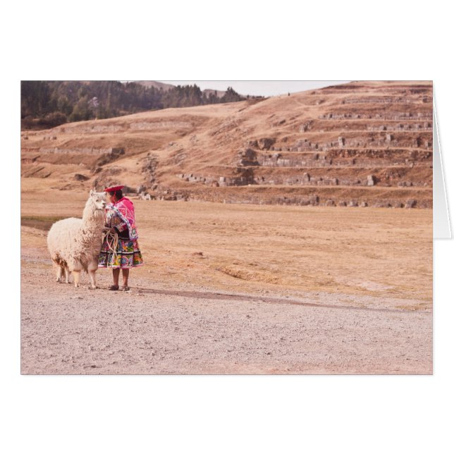 Mädchen und Lama (Vorderseite (Horizontal))