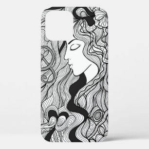 Mädchen und Musik. Vintage Darstellung. Schwarzer Case-Mate iPhone Hülle