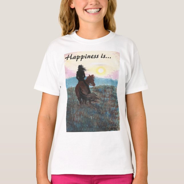 Mädchen und Pferd "Glück ist" Damen-T - Shirt (Vorderseite)