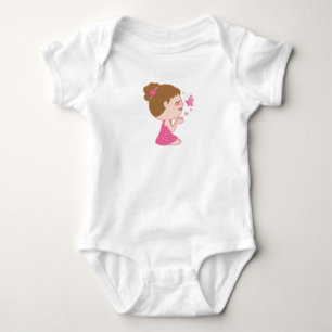 Mädchen und Schmetterling Niedlich Zeichnend Baby Strampler