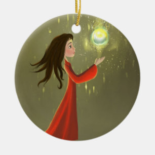 Mädchen und Sonne Verzierung Keramikornament