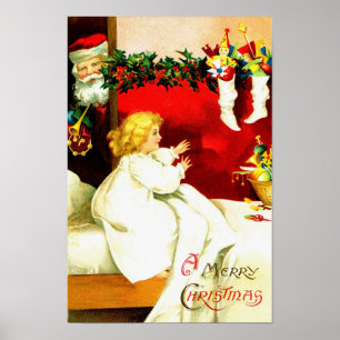 Mädchen und Weihnachten am Heiligen Abend Poster