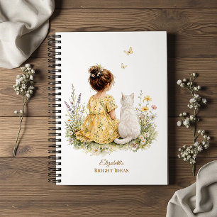 Mädchen und weiße Katze Notizbuch