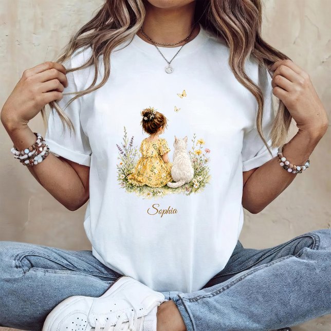 Mädchen und weiße Katze T-Shirt (Von Creator hochgeladen)