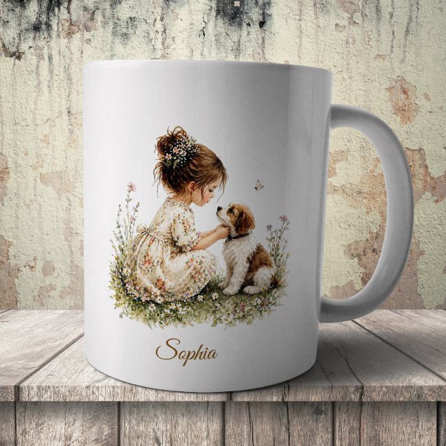 Mädchen und Welpe Kaffeetasse (Von Creator hochgeladen)