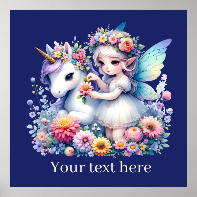 Mädchen unicorn Fairy Fantasie hinzufügen Botschaf Poster (Vorne)
