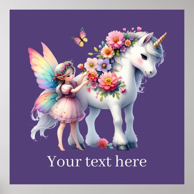 Mädchen unicorn Fairy Fantasie hinzufügen Botschaf Poster (Vorne)