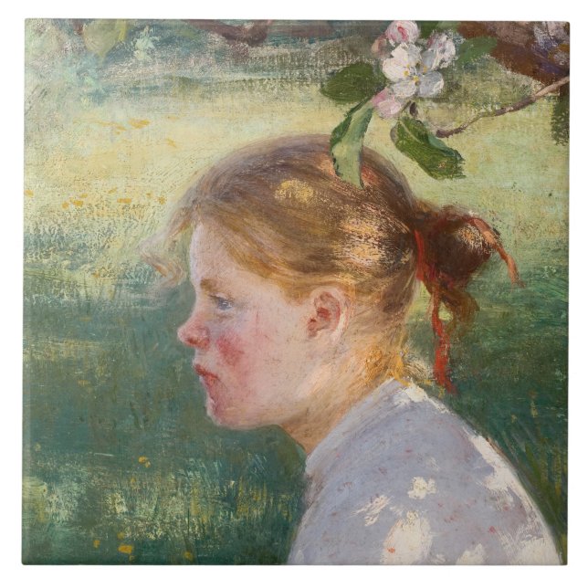 Mädchen unter dem Apfelbaum (von Danielson-Gambogi Fliese (Vorderseite)
