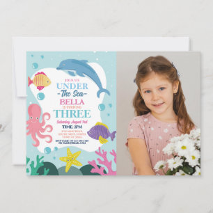 Mädchen unter dem Meer DREI Ozean Dolphin Foto 3 Einladung