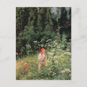 Mädchen unter den wilden Blume, 1880 Postkarte